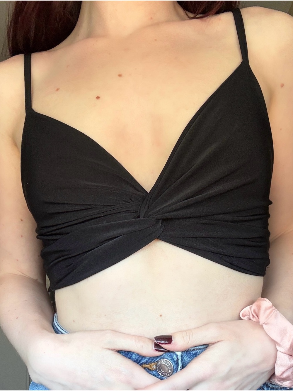 Nasty Gal Black Twist-Front Crop Top